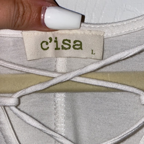 Boutique White Blouse with Criss-Cross Front - Picture 3 of 3